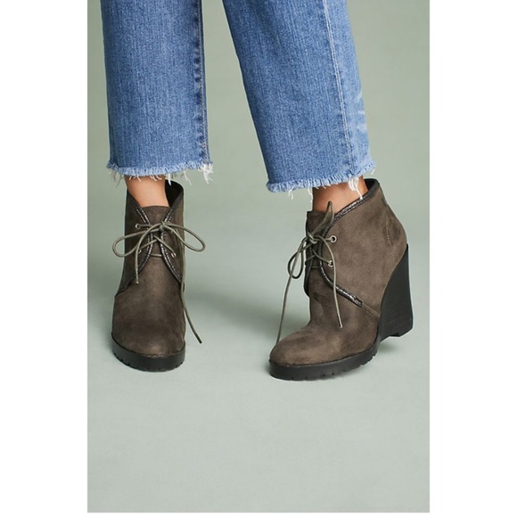 Anthropologie Vanessa Wu wedge booties Boots Size 10 Gray EU 41 - Picture 4 of 16